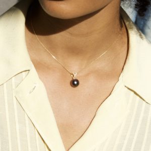 Pendant Tahitian ribbon and diamonds - Image 2